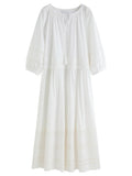 Vintage Embroidered Lace Maxi Dress Autumn Style