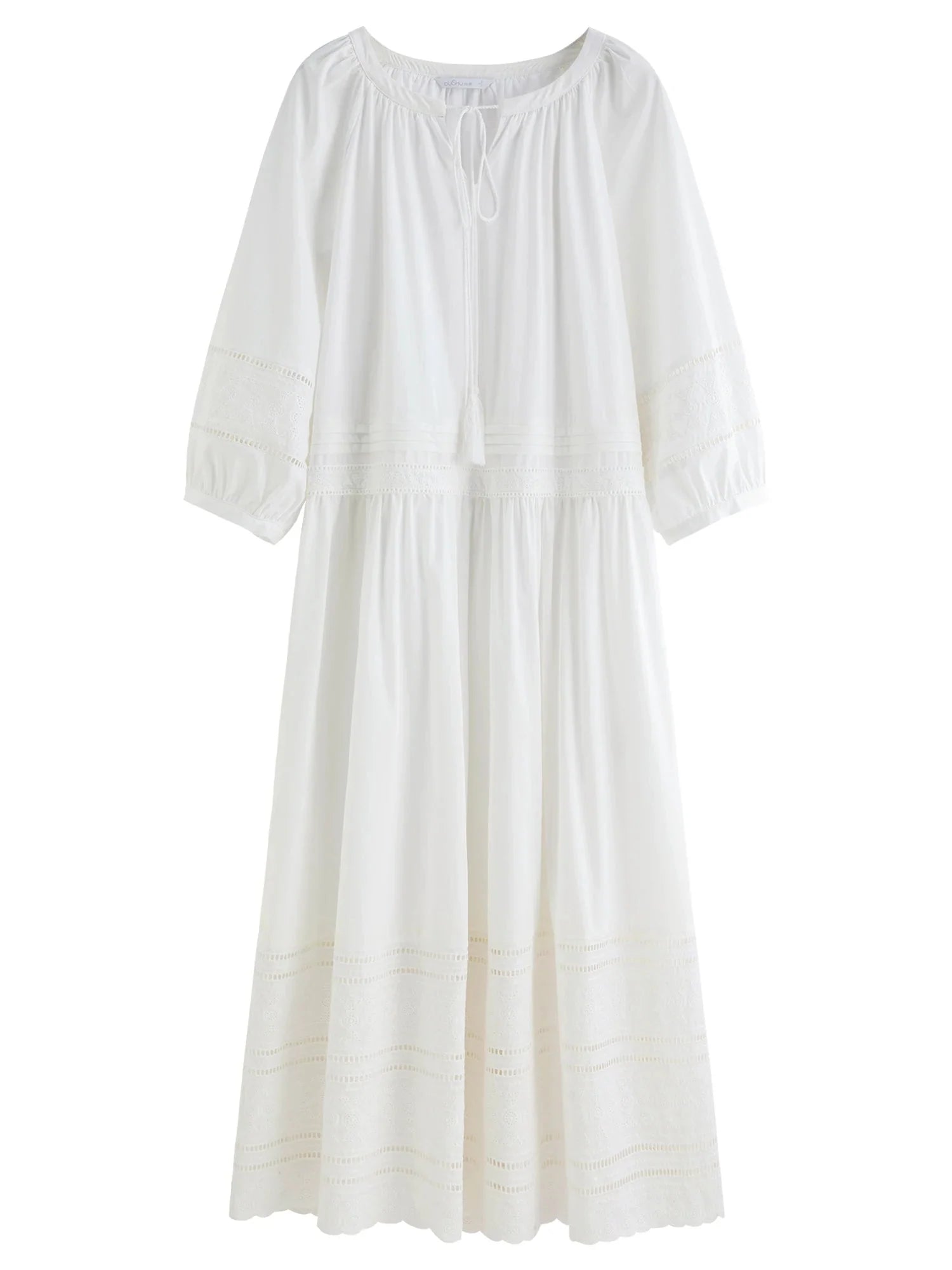 Vintage Embroidered Lace Maxi Dress Autumn Style