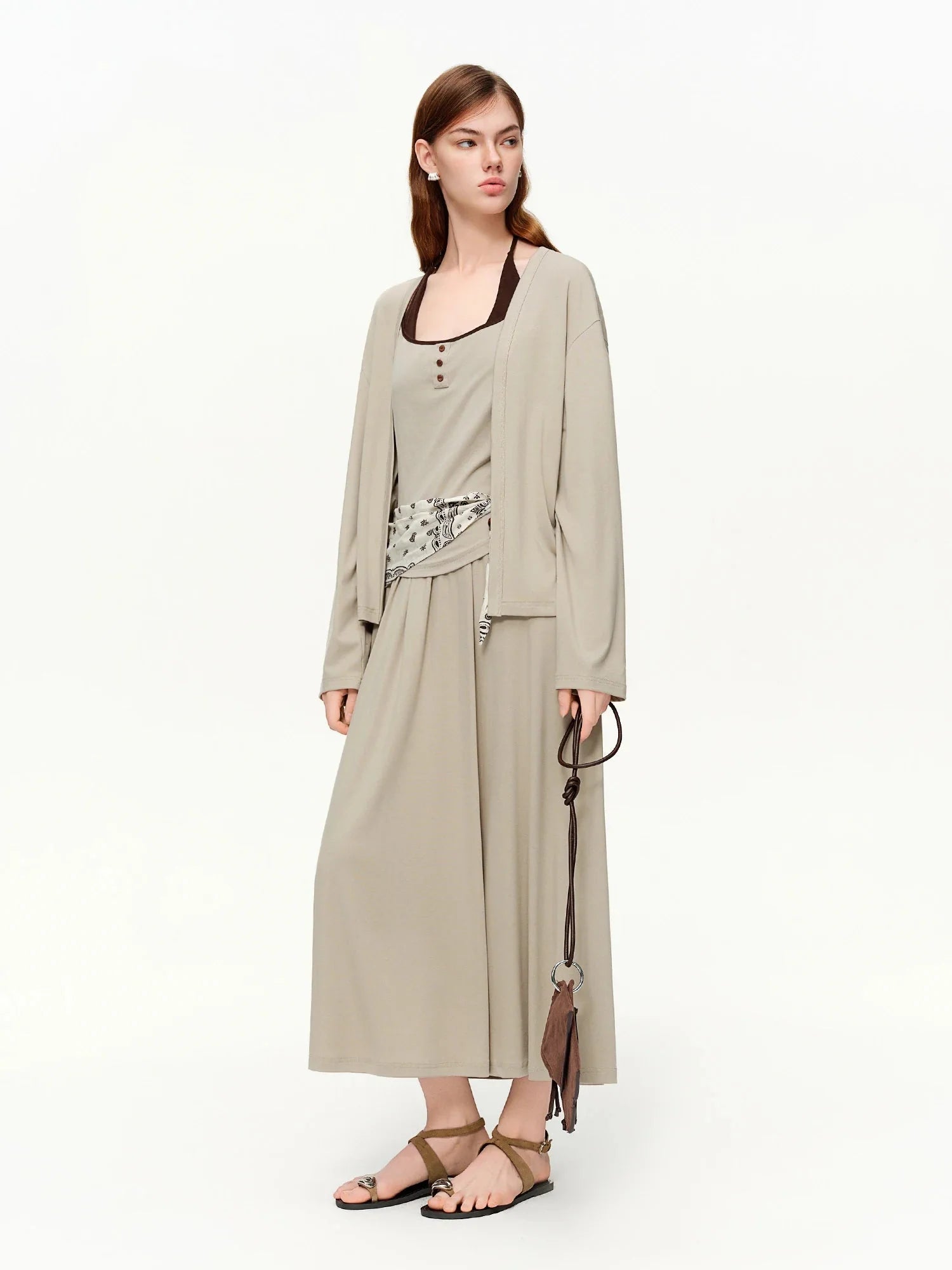 Spring 3-Piece Casual Skirt Suit Women's Color-Block Set