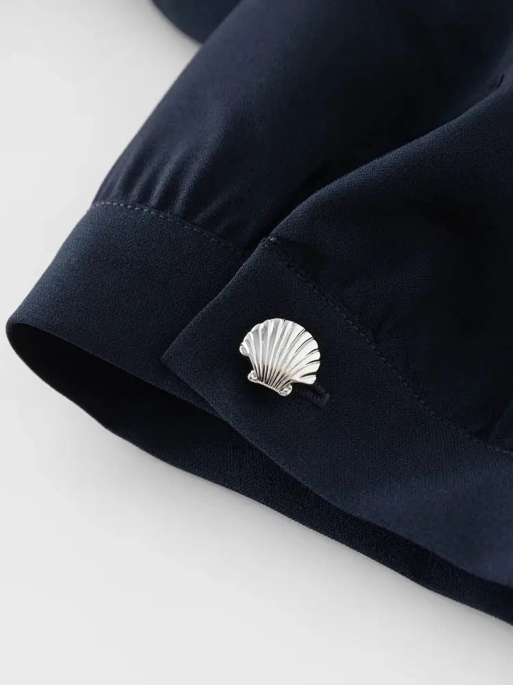 Chic Navy Contrast Zip Dress