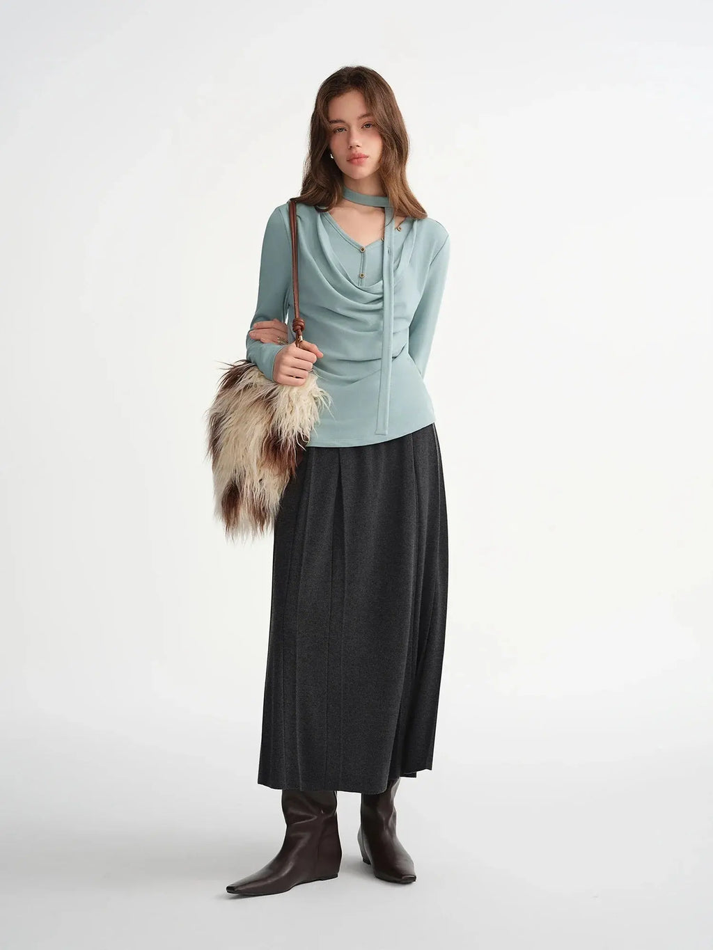 Mock Two-Piece Layered T-Shirt Plus Size Top