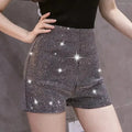 Sparkly Black High-Waist Diamond Shorts