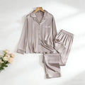 Mulberry Silk Pajama Set Plain Satin Long Pants