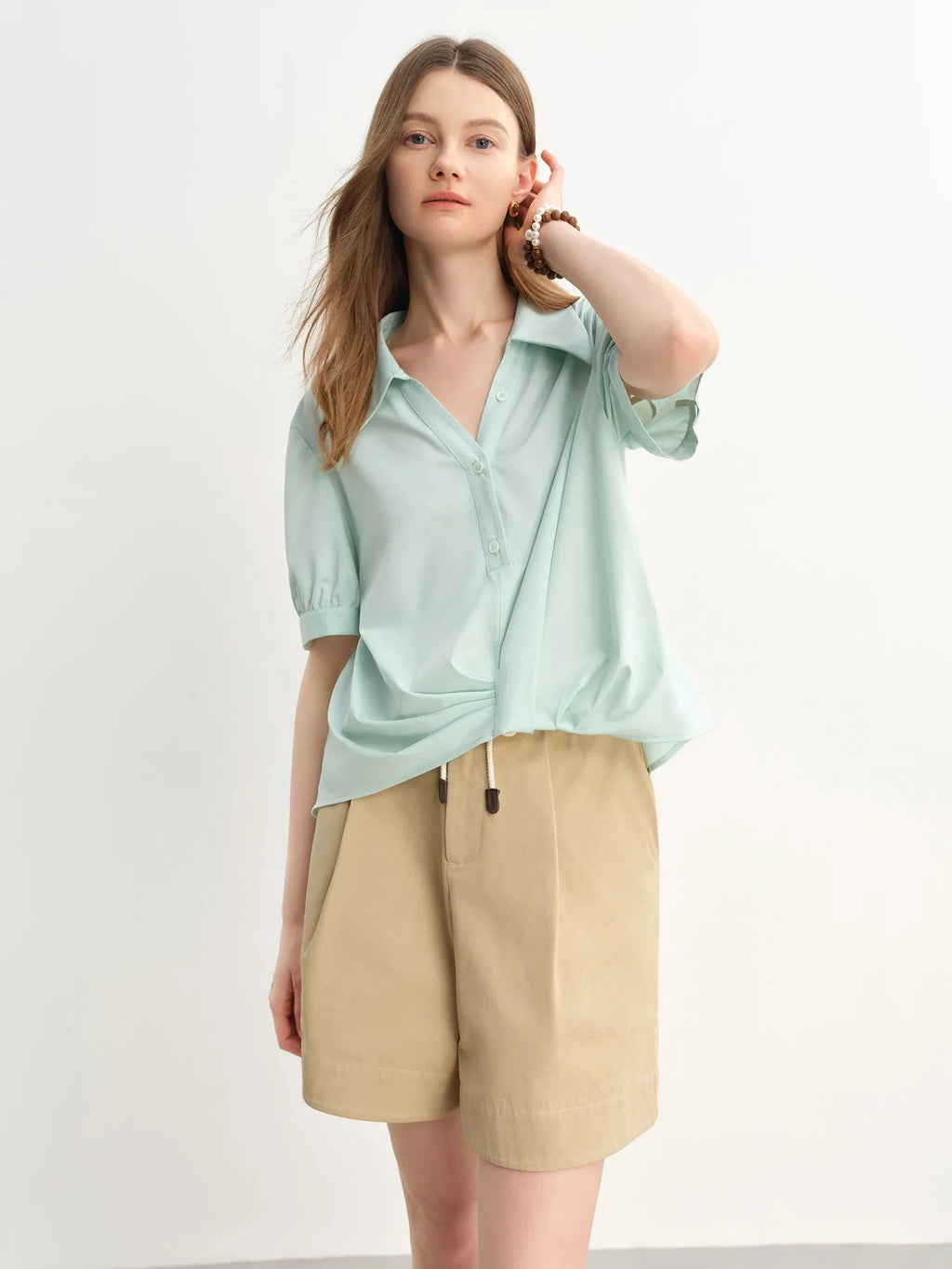 Plus Size Women’s Asymmetrical Pleated Shirt Stylish Blouse