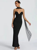 Halter Off-Shoulder Backless Bodycon Gown