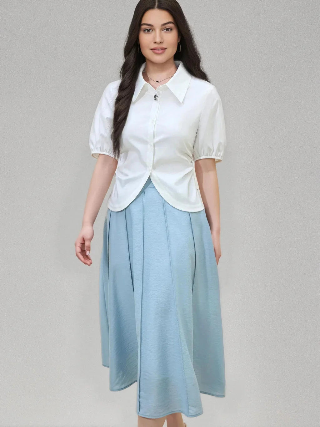 Elegant Short-Sleeve Summer Shirt Slim Fit Casual Top