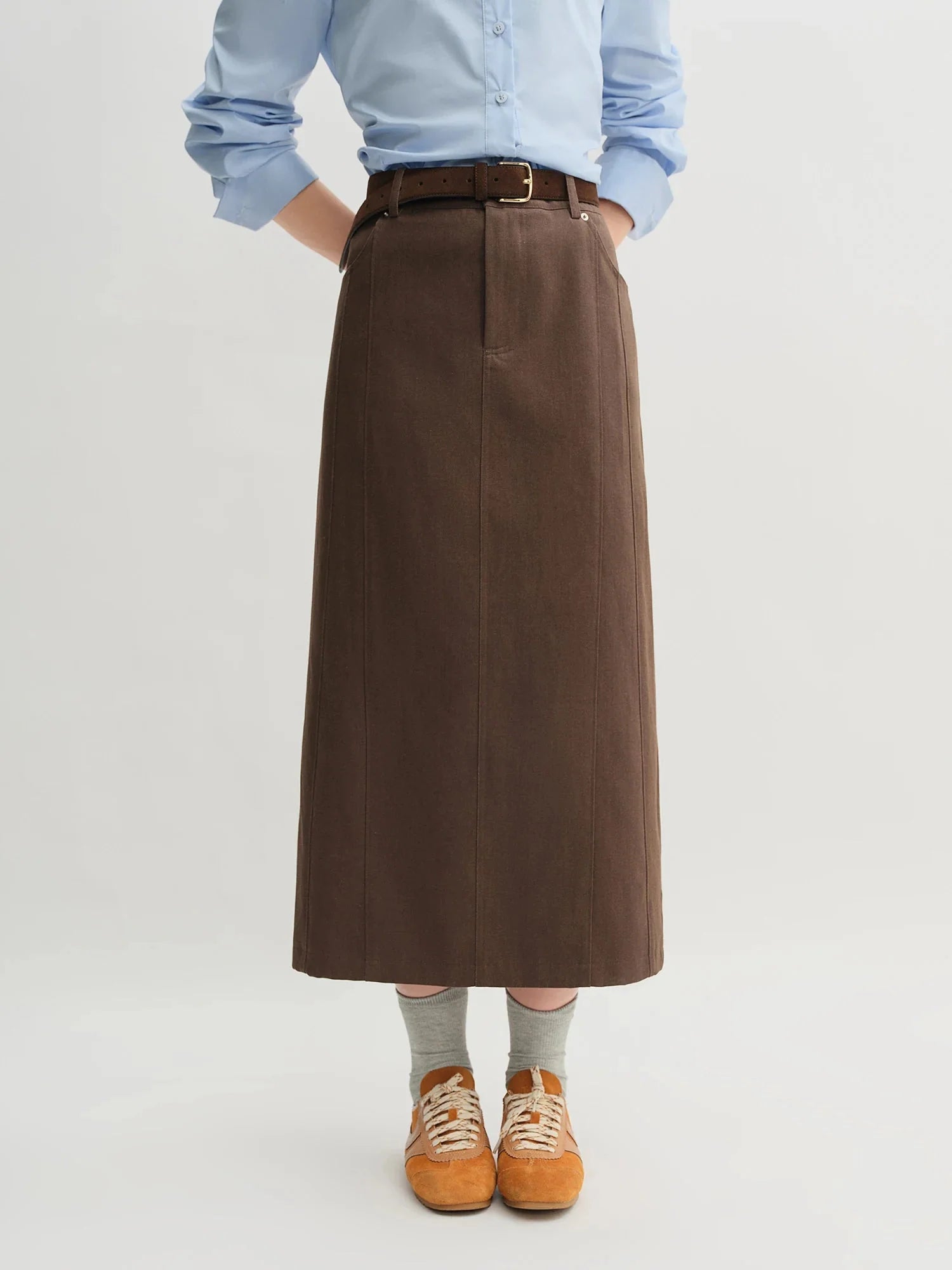 Women's 3-Color Pleated Shirt & A-Line Skirt Set Autumn Suit
