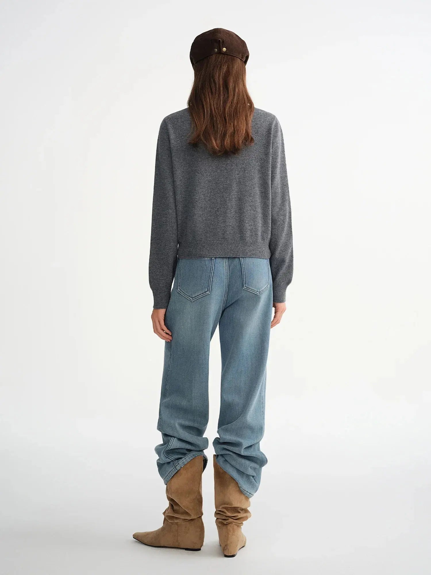 Plus-Size Floating Ribbon V-Neck Sweater