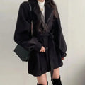 Long Sleeve Coat Overcoat Lace-up Trench With Pockets