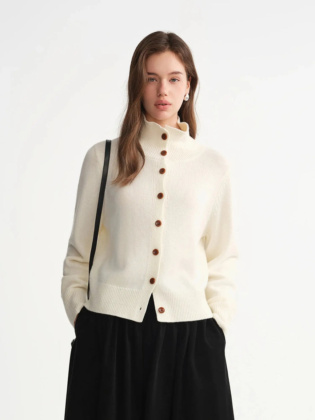 Women’s Wool Knitted Cardigan - Soft Ribbed Winter Sweater