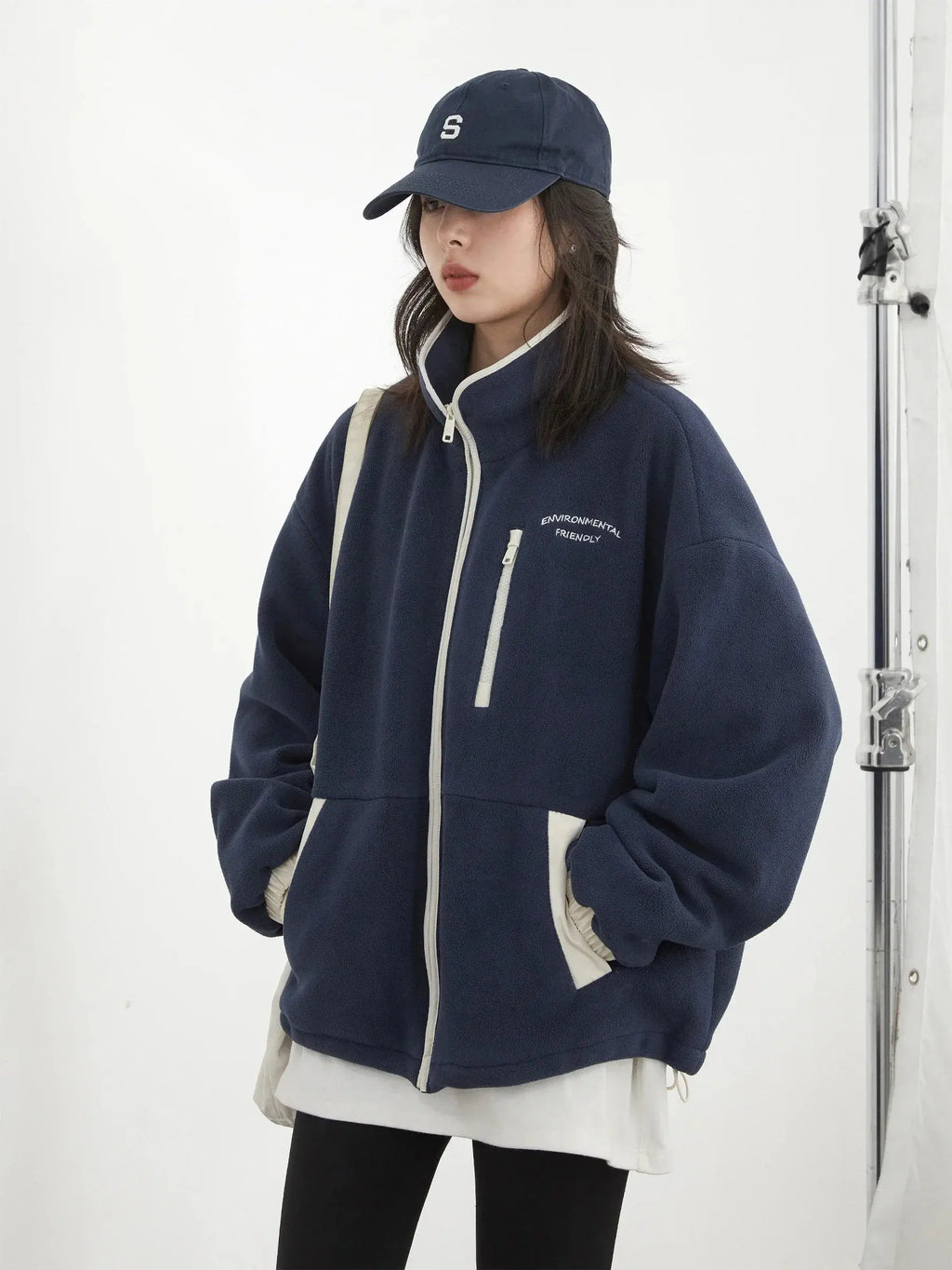 Women's Fleece Jacket with Stand-Up Collar