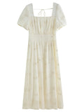 Women's Floral Embroidered Tea Length Dress