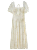 Floral Embroidered Square Neck Maxi Dress Summer