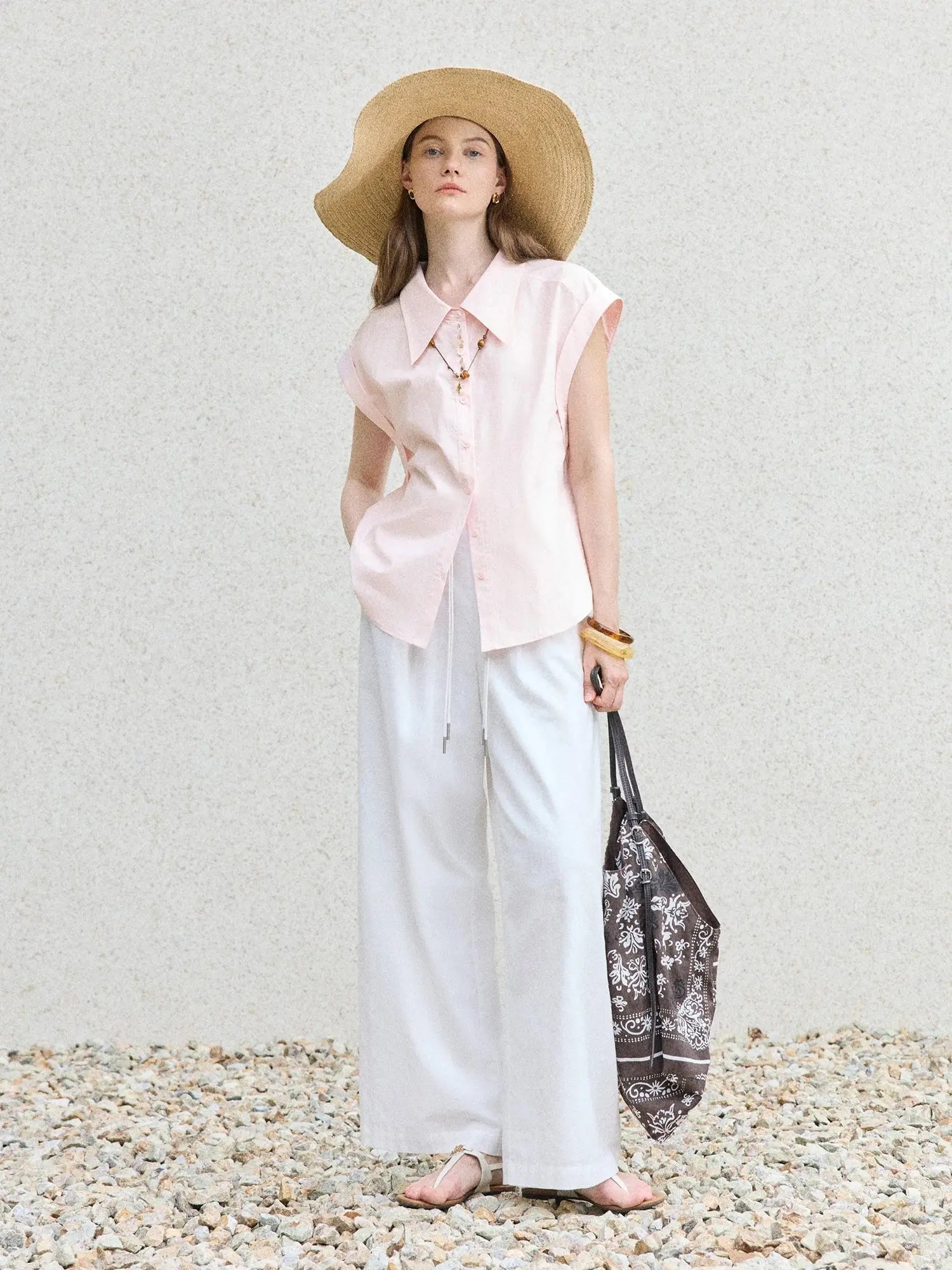 Chic French Style Pink Minimalist Temperament Shirt