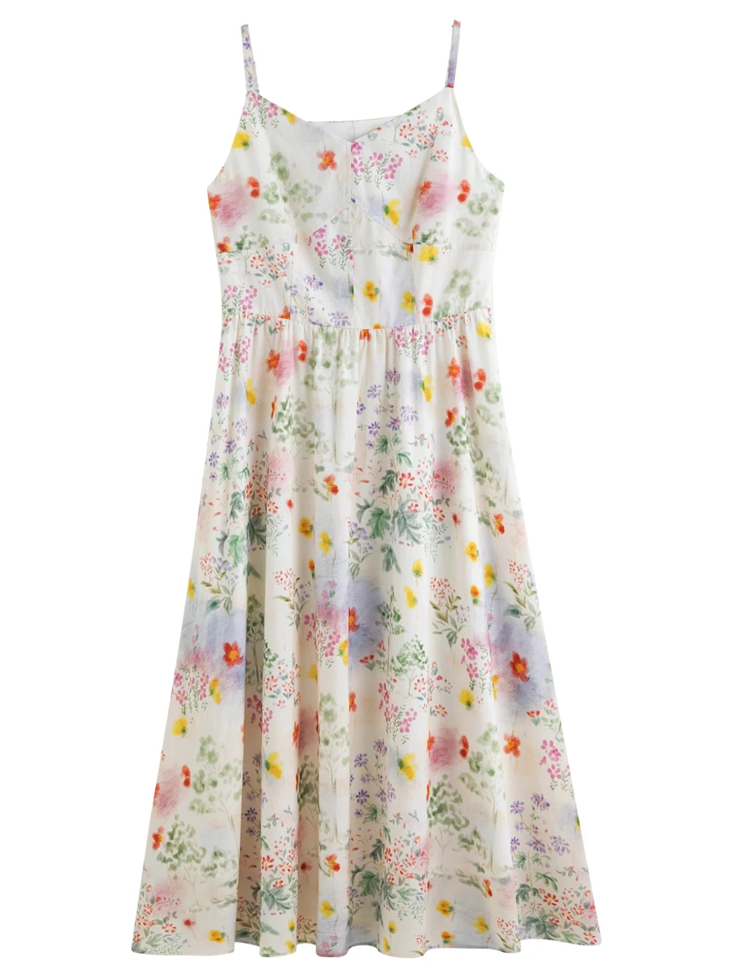 Floral Strappy Midi Dress Slimming Resort Style