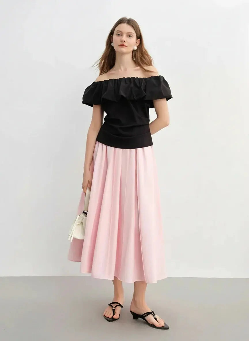 Long Pleated Slimming Skirt - Plus Size