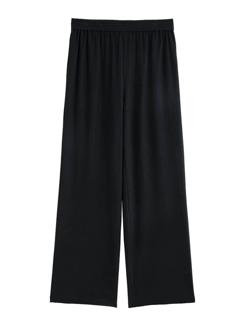 Chic Minimalist Black Stretch Wide-Leg Summer Trousers