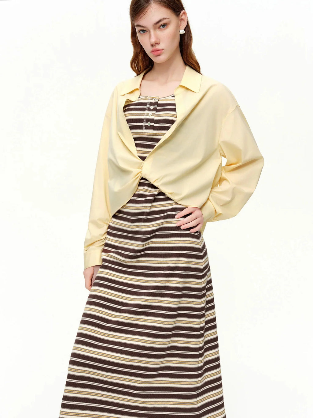 Women's Vest Knitted Vest & Shirt Dress Set New Spring Style