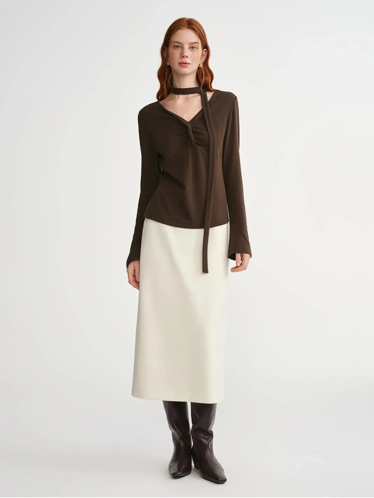 Plus Size Retro Brown Twist T-Shirt