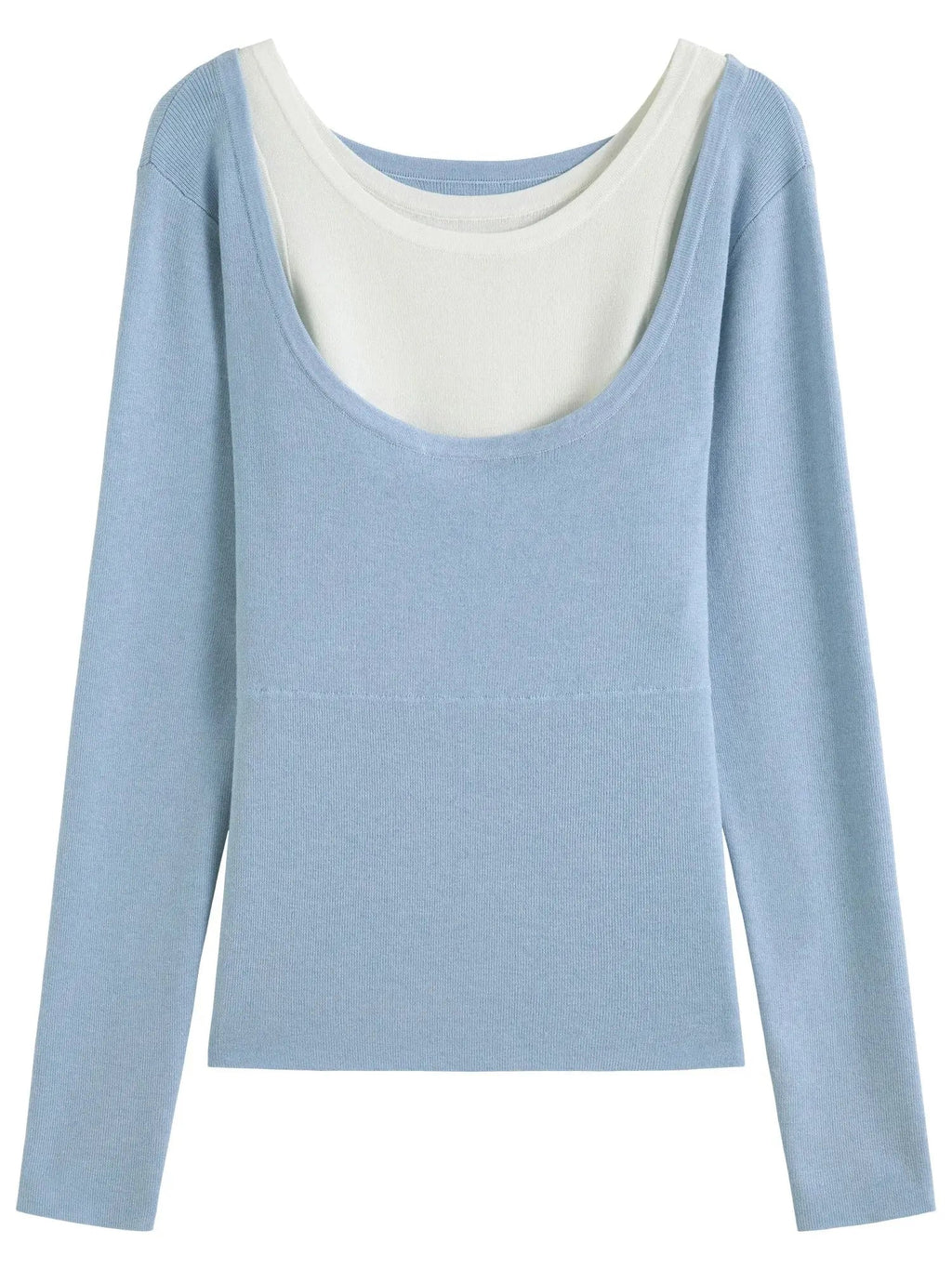 Plus Size Contrast Faux 2-Piece Sweater