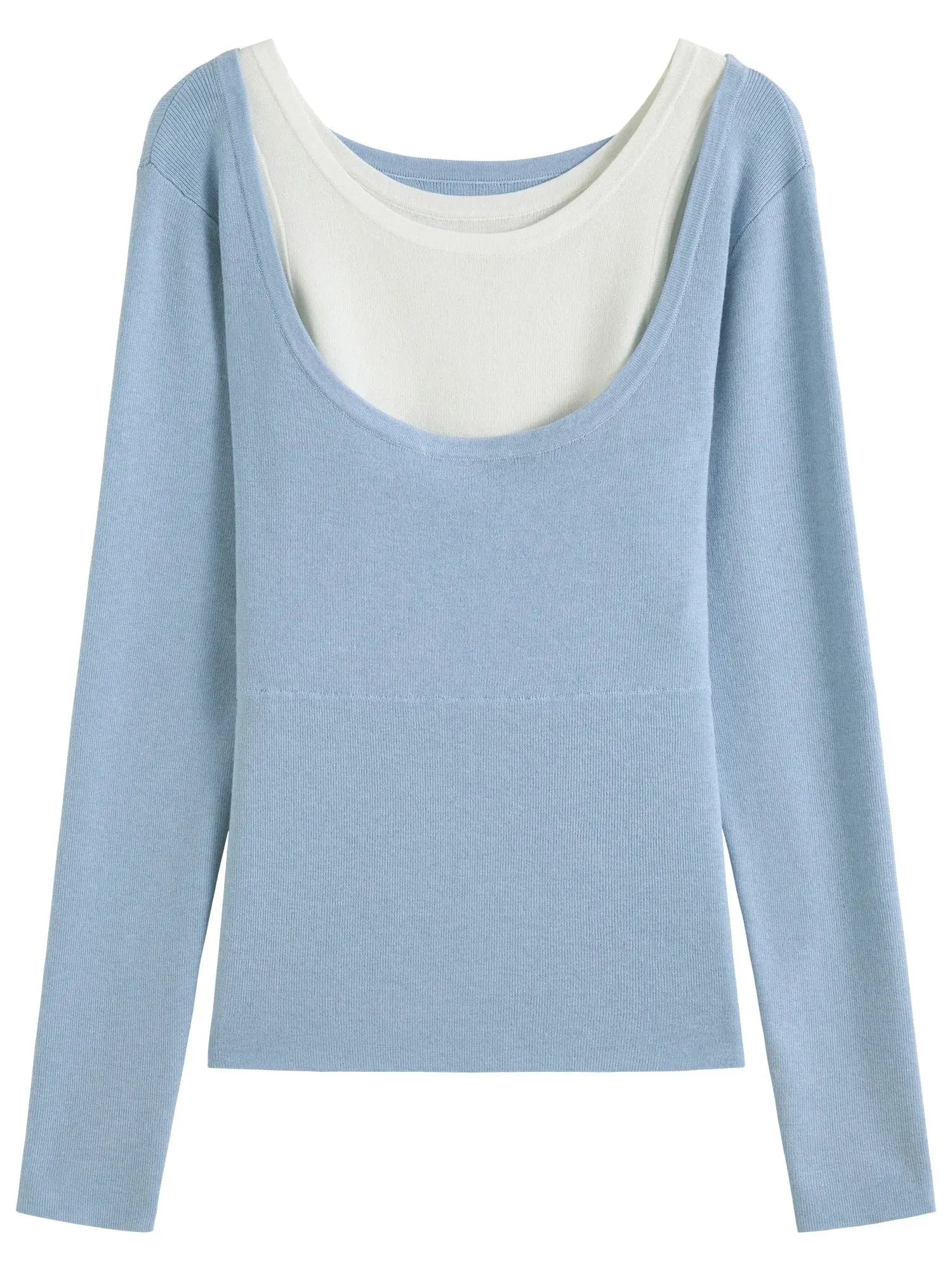 Plus Size Contrast Faux 2-Piece Sweater