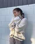 Vintage Cardigan Star-Embroidered Oversized Sweater