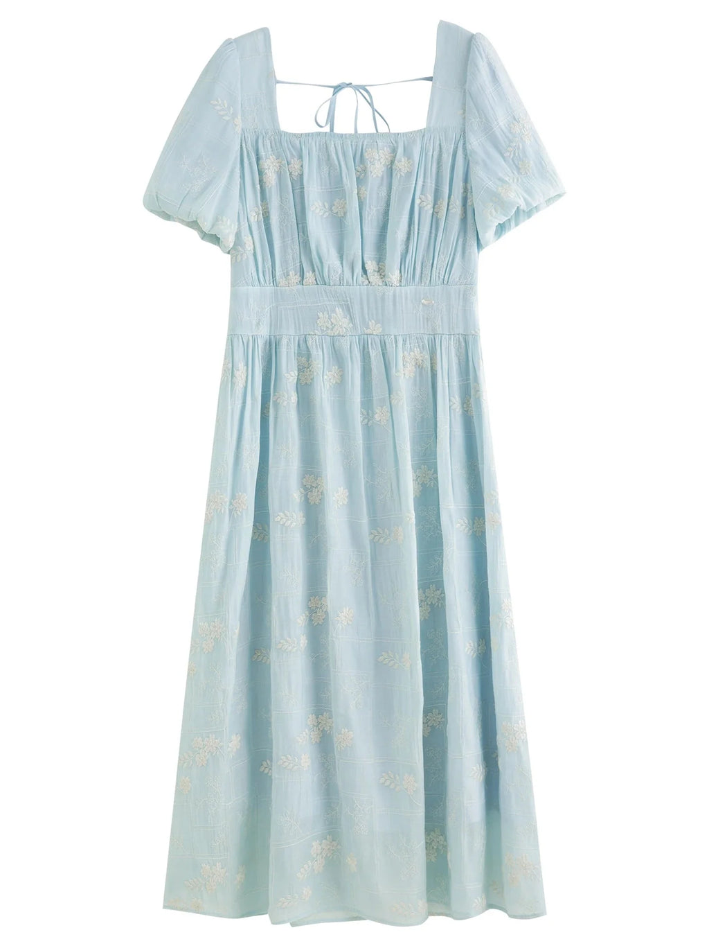 Floral Embroidered Square Neck Maxi Dress Summer
