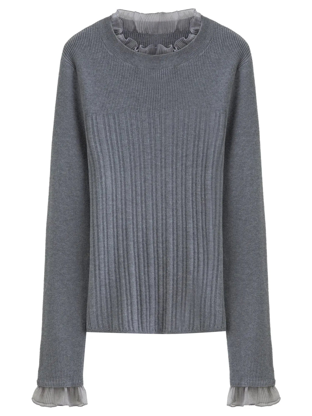 Chic Plus Size Lace Collar Knit Top - Winter Base Layer