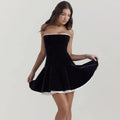 Party Dress for Women Black Backless Pleated Sleeveless