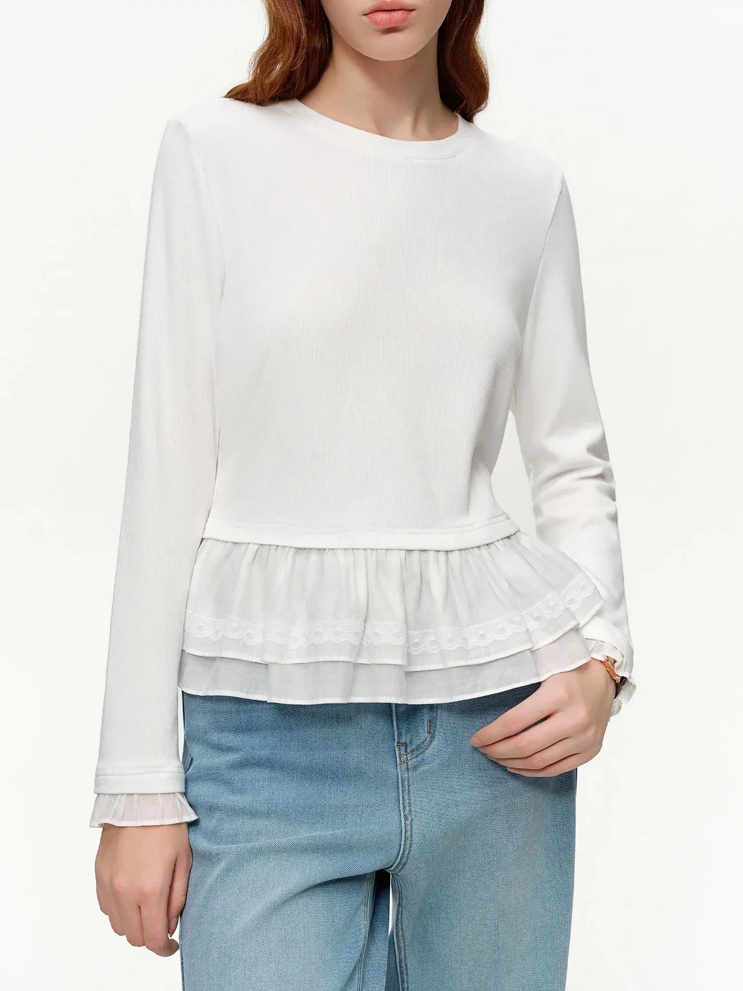 Women’s Ruffle Trim Knitted T-Shirt