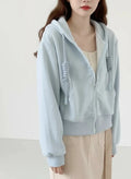 Preppy Lace-Up Cropped Hoodie