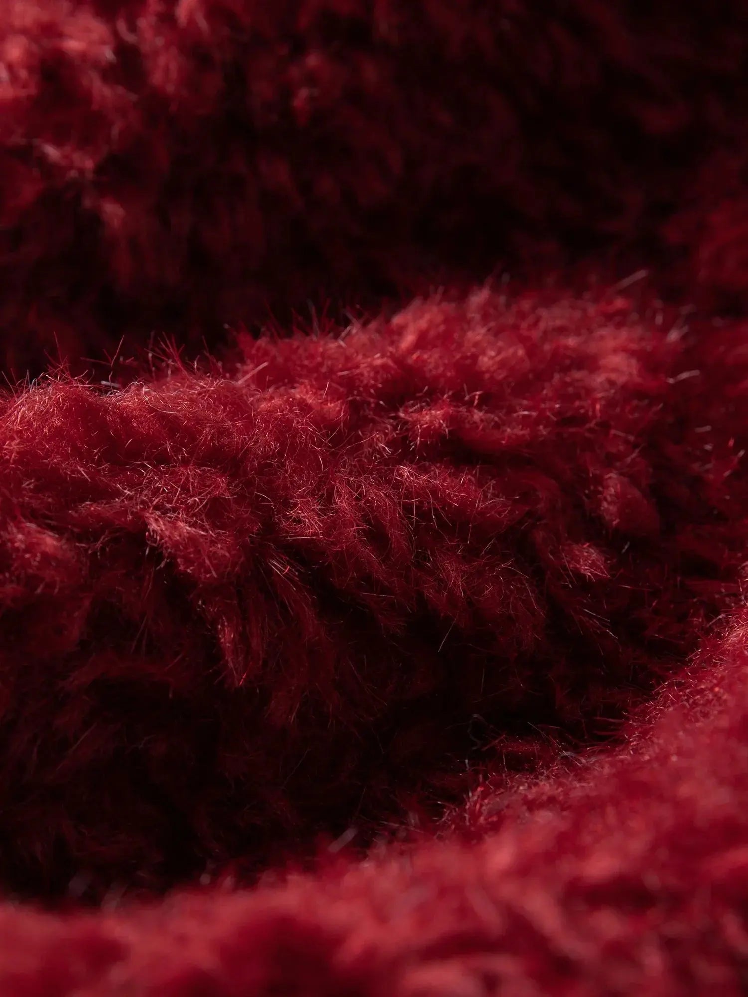 Plus Size Burgundy Faux Fur Coat