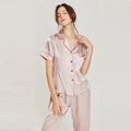 Women's Pink Silk Pajamas Short Sleeve Real Silk Sleepwear