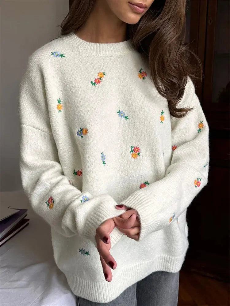 Autumn Printed Knitwear Top for Women