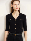 Slim V-Neck Knitted Cardigan Women’s Top