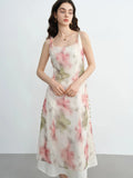 Plus Size Flocked Blush Strap Dress Romantic Summer Date