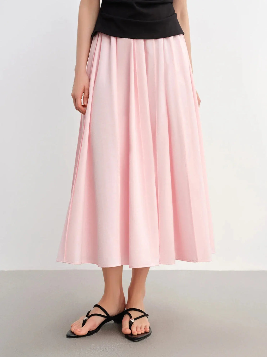 Long Pleated Slimming Skirt - Plus Size