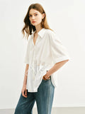 Temperament Lace-Up V-Neck Shirt for Summer
