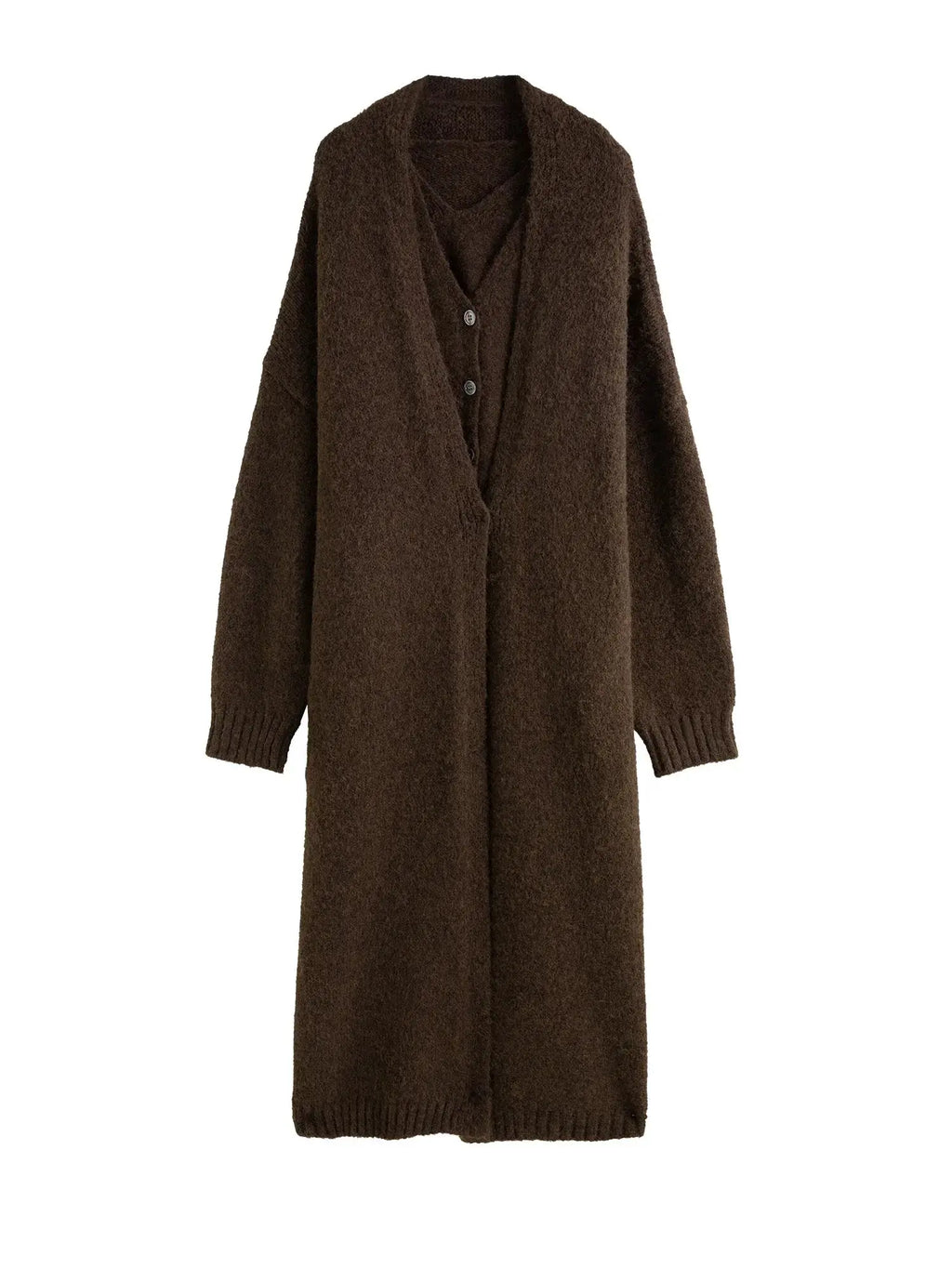 Winter Plus Size Knit Vest and Long Coat Set