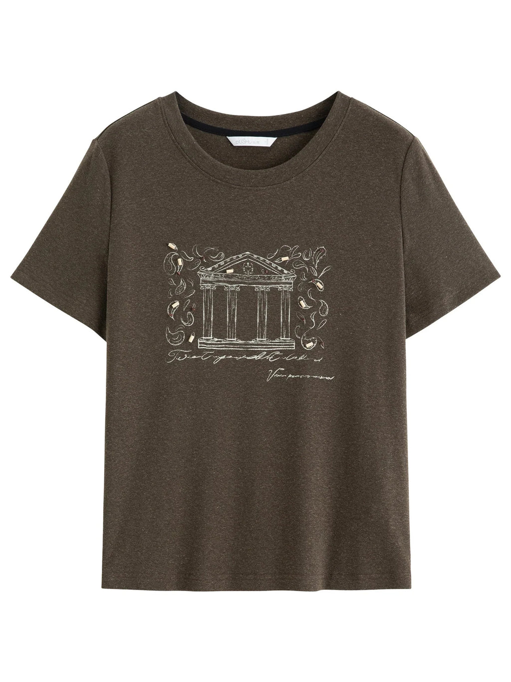 Vintage Beaded T-Shirt Casual Round Neck Top