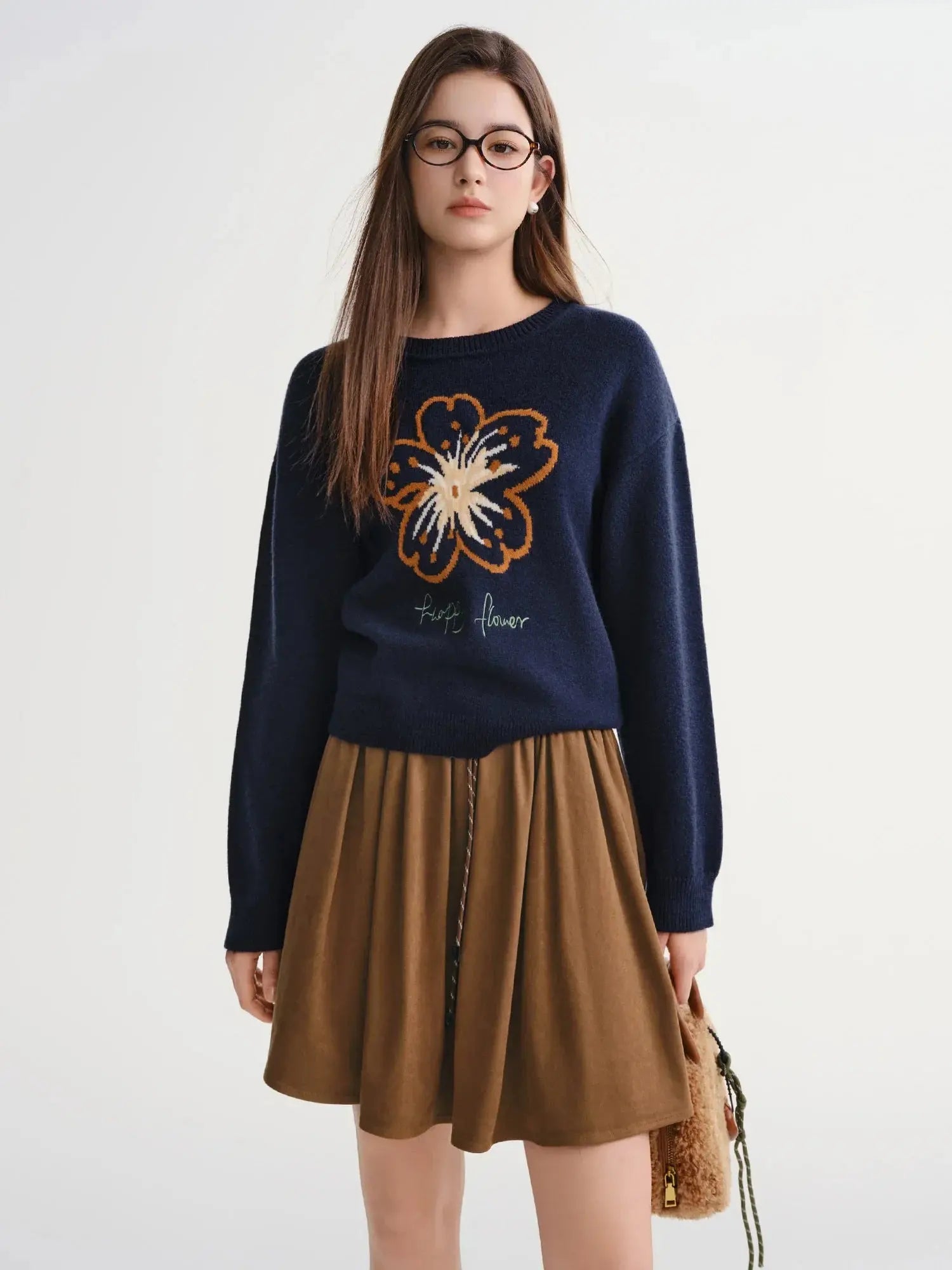 Women's Plus: Floral Knit Winter Pullover