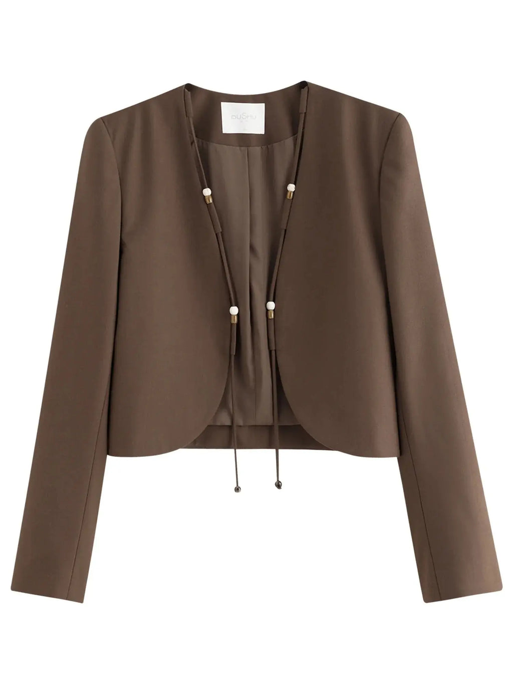 Plus Size Autumn Jacket: Beaded Detail & Curved Hem