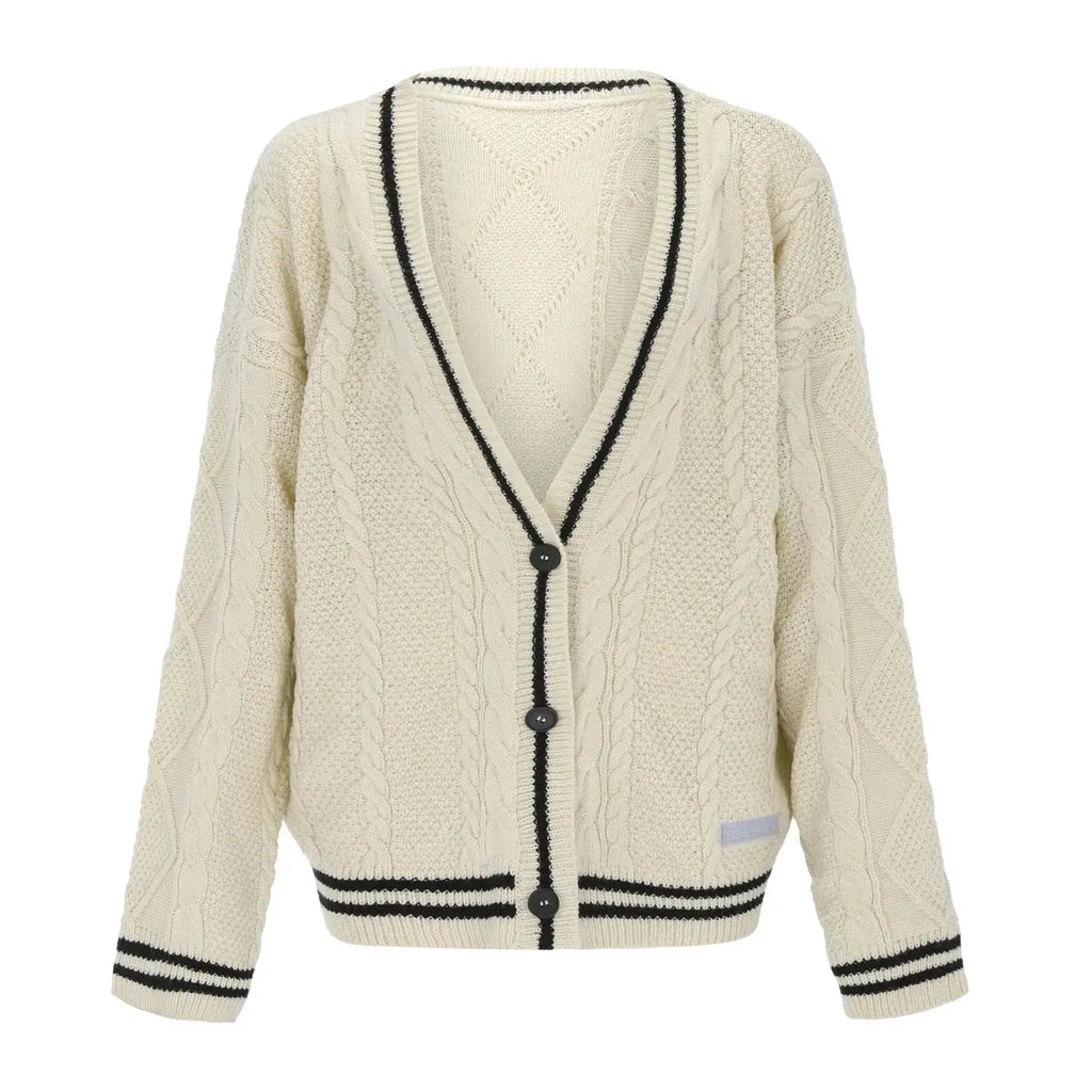 Vintage Cardigan Star-Embroidered Oversized Sweater