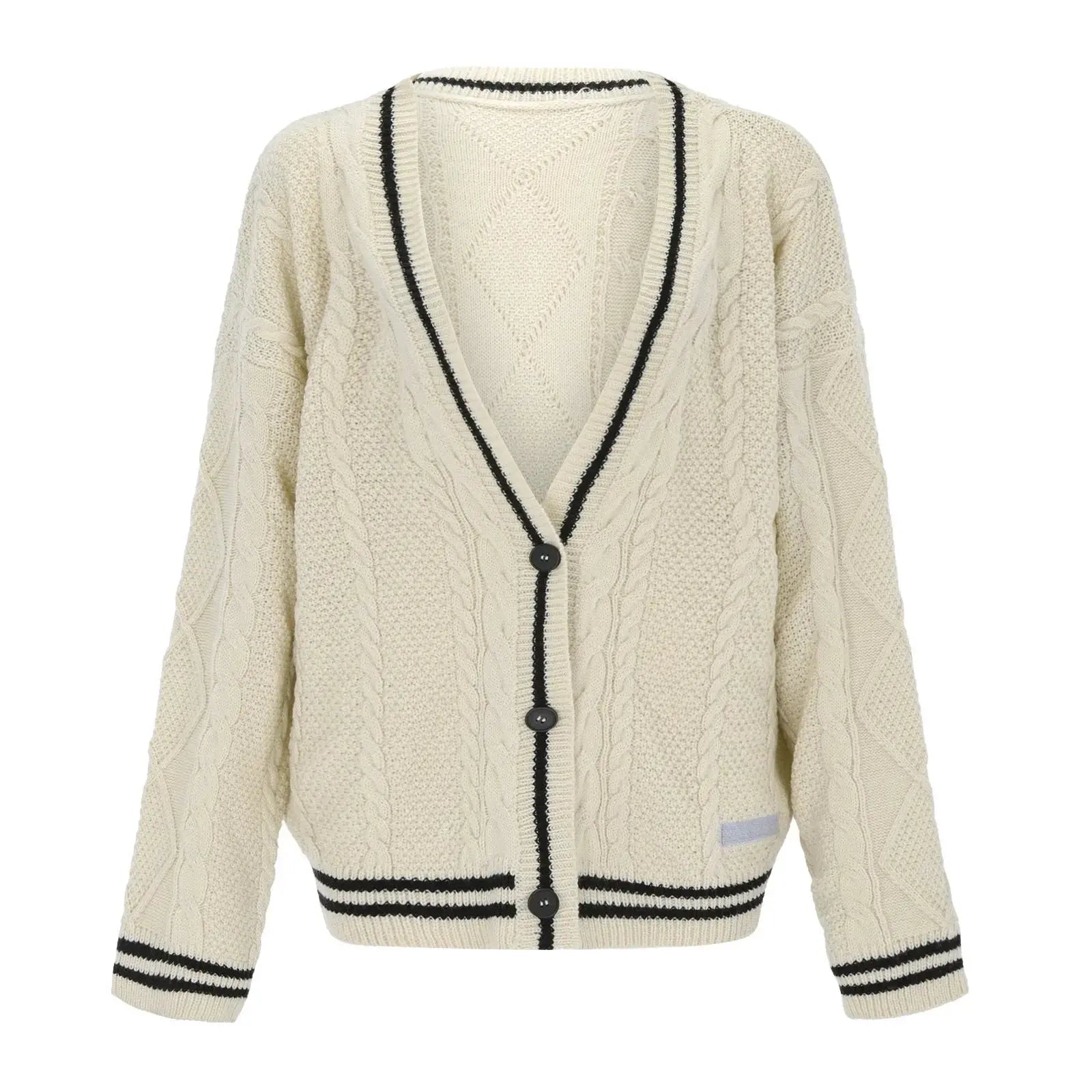 Vintage Cardigan Star-Embroidered Oversized Sweater