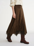 Plus-Size Cut-Out Velvet Midi Skirt