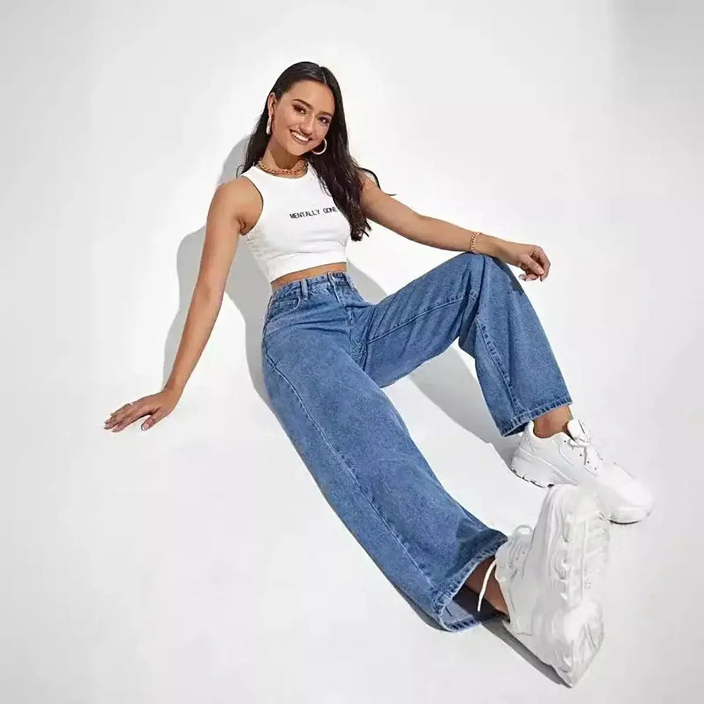 The New Dark Blue Wide-Leg Straight Jean: Effortlessly Stylish