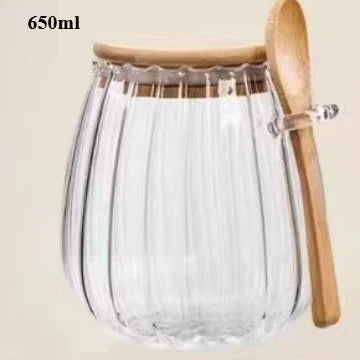 Aramé Glass Jar with Wood Lid