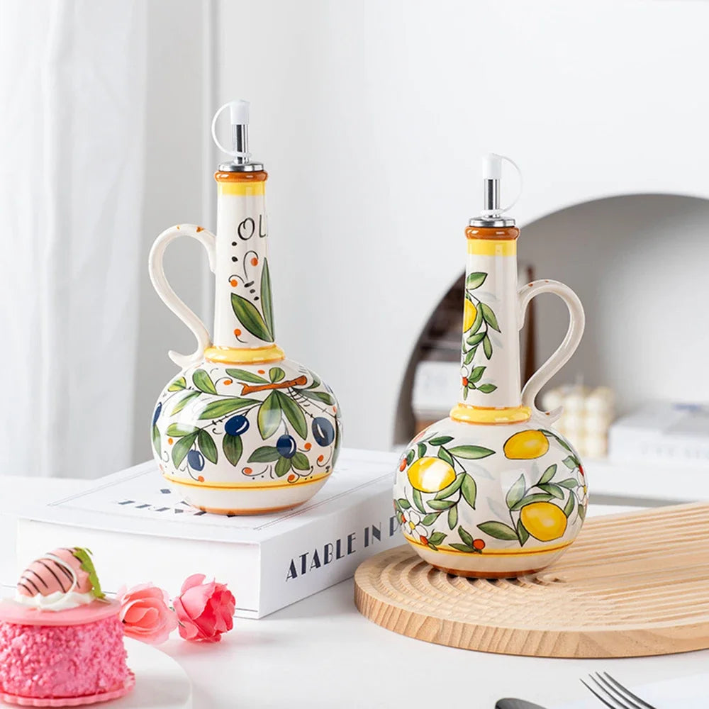 Olio d'Oliva Hand-Painted Ceramic Oil Dispenser