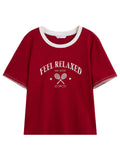 Women's Summer Contrast-Stitch Cotton Tee