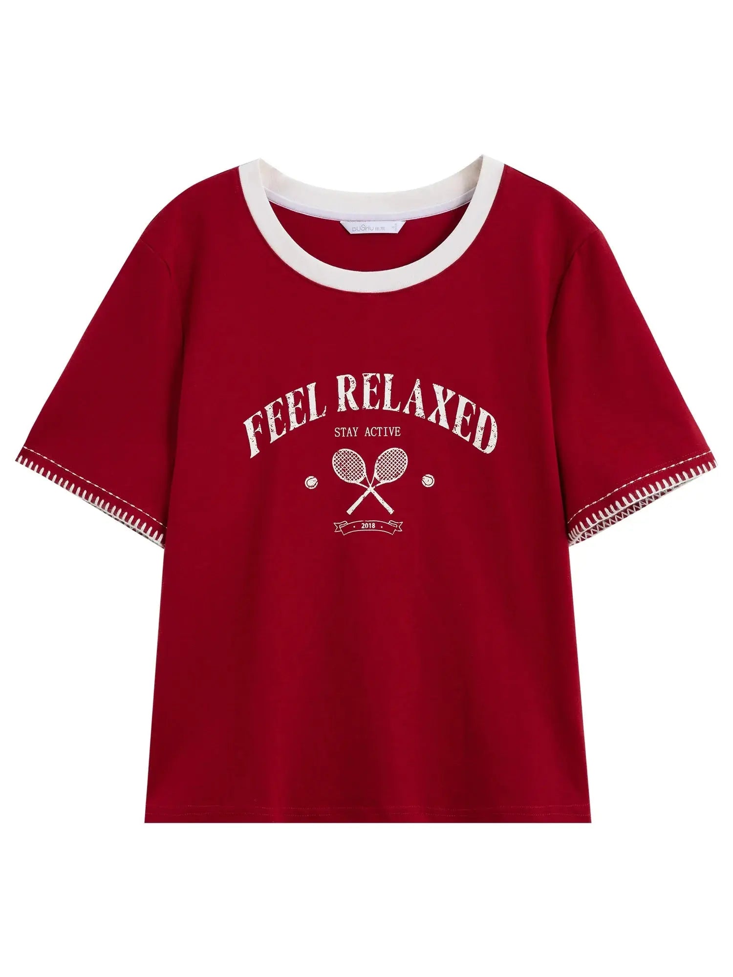 Women's Summer Contrast-Stitch Cotton Tee